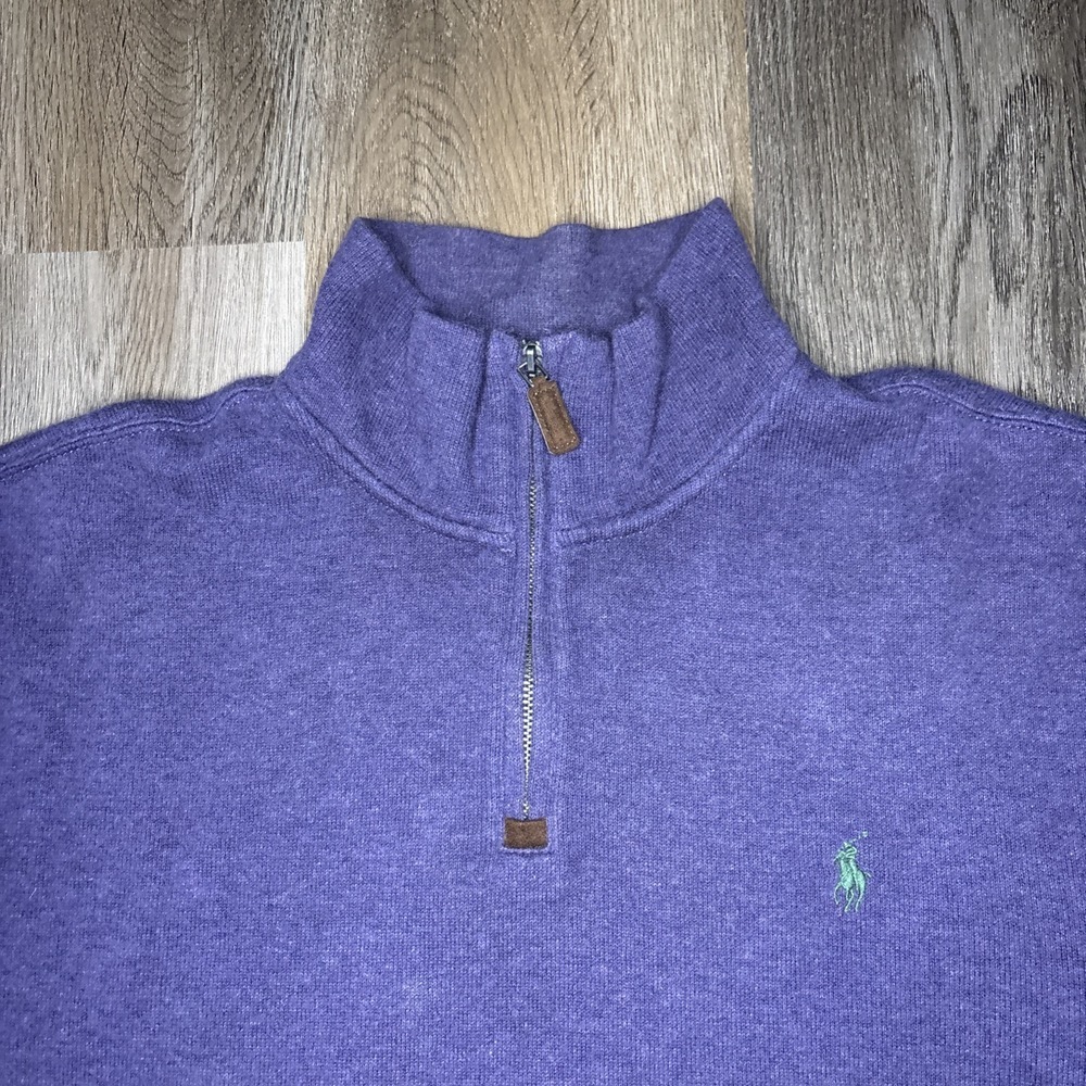 Polo Ralph Lauren Classics Quarter Zip Pullover Men's XL Purple Sweater‎ Pony - Picture 3 of 9
